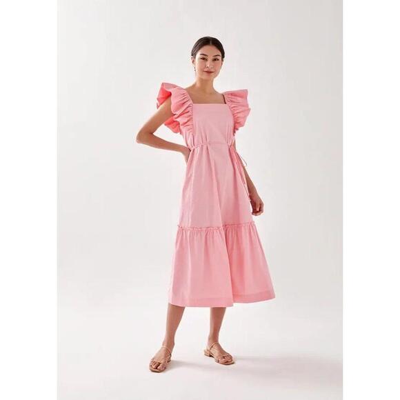 Dresses & Skirts - Love Bonito Ruffle Sleeve Midi Dress size 6 100% cotton